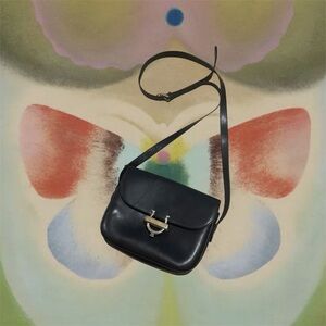 Vintage Celine Black Leather Shoulder Bag